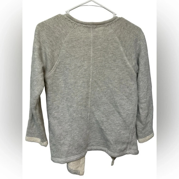 Lilla P French terry 3/4 sleeve grey open front cardigan with tie - Picture 2 of 7